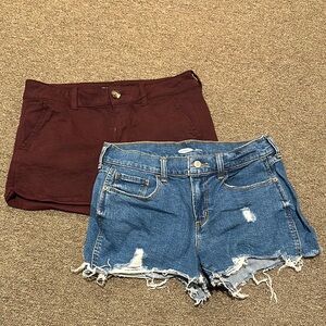 Blue and Red Jean Shorts Set